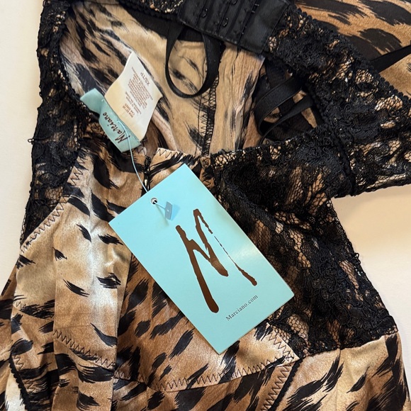 Marciano Leopard Print Lace Trim Chemise 93% Silk, 3% Spandex. NWT - Picture 9 of 11